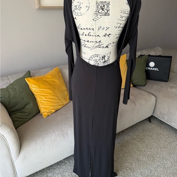 Zara Black Long Sleeve Draped Dress - Picture 3 of 7